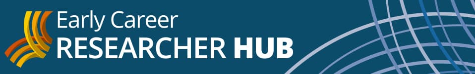 Decorative banner with text reading 'early career researcher hub'